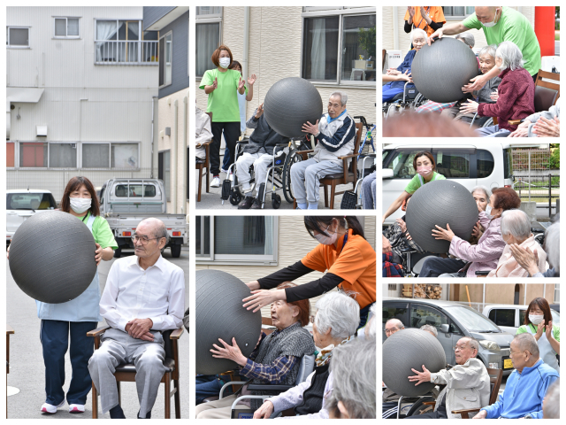 グループハウス三島富田町「巨大ボール渡しゲーム」